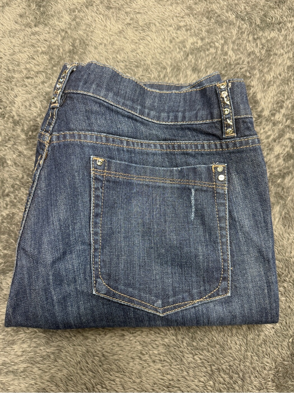 White House Black Market Straight Leg Jeans in Dark Blue Denim